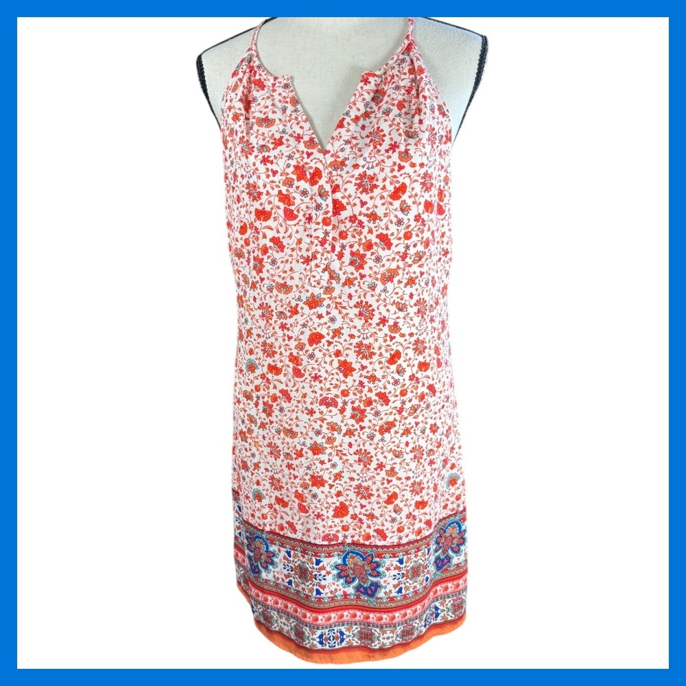 Floral‎ Print Halter Dress Sleeveless Mini Dress Summer Casual Sundress